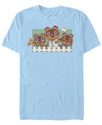 Fifth Sun Men's Animal Crossing New Horizons Nook Family Portrait Short Sleeve T-shirt In Baby Blue