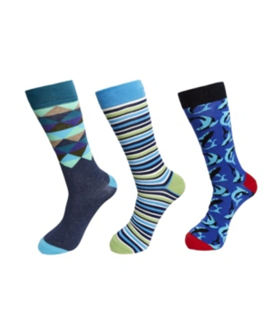 Hs By Happy Socks 3-pack Shark Socks In Blue