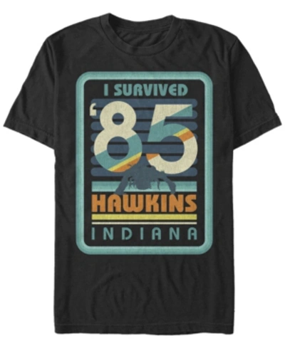 Fifth Sun Men's Stranger Things I Survived Hawkins Indiana Short Sleeve T-shirt In Black