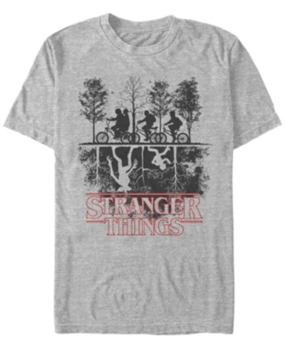 Fifth Sun Men's Stranger Things The Upside Down Silhouette Short Sleeve T-shirt In Heather Gray