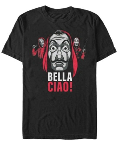 Fifth Sun Men's La Casa De Papel Bella Ciao Masked Trio Short Sleeve T-shirt In Black