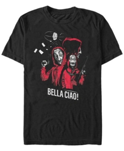 Fifth Sun Men's La Casa De Papel Bella Ciao Masked Zeppelin Group Short Sleeve T-shirt In Black