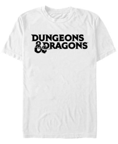 Fifth Sun Men's Dungeons And Dragons Stacked Text Logo Short Sleeve T-shirt In White