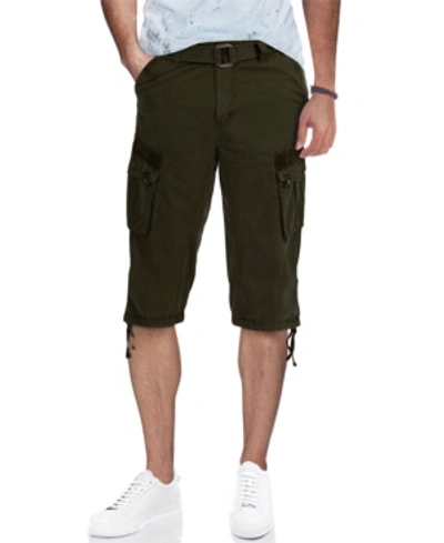 X-ray Men's Belted Capri Cargo Shorts In Olive