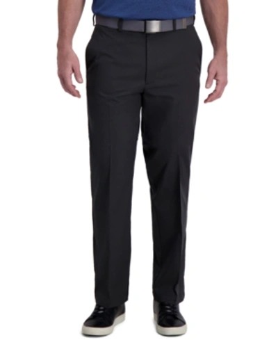 Haggar Cool Right Performance Flex Classic Fit Flat Front Pant In Dark Grey Heather