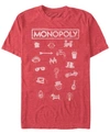 Monopoly Men's Pieces Icon Stack Short Sleeve T-shirt In Red Heathe
