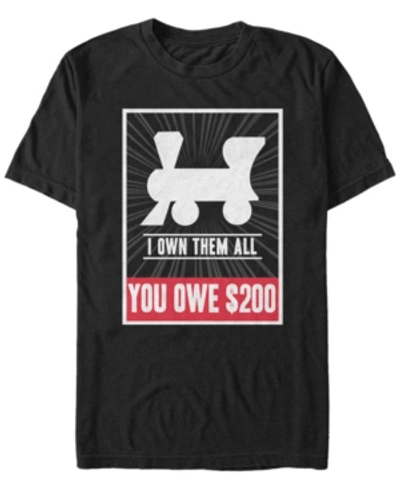 Monopoly Men's Railroads I Own Them All You Owe Short Sleeve T-shirt In Black