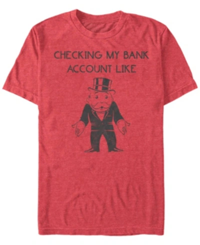 Monopoly Men's Checking My Bank Account Like Short Sleeve T-shirt In Red Heathe