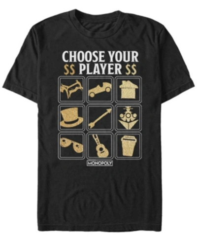 Monopoly Men's Choose Your Player Icons Short Sleeve T-shirt In Black