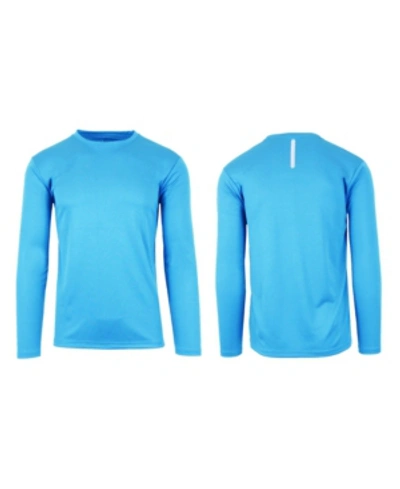 Galaxy By Harvic Men's Long Sleeve Moisture-wicking Performance Tee In Baby Blue