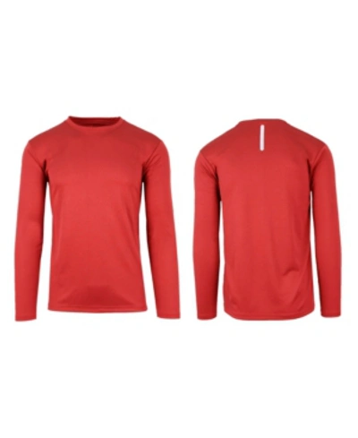 Galaxy By Harvic Men's Long Sleeve Moisture-wicking Performance Tee In Red