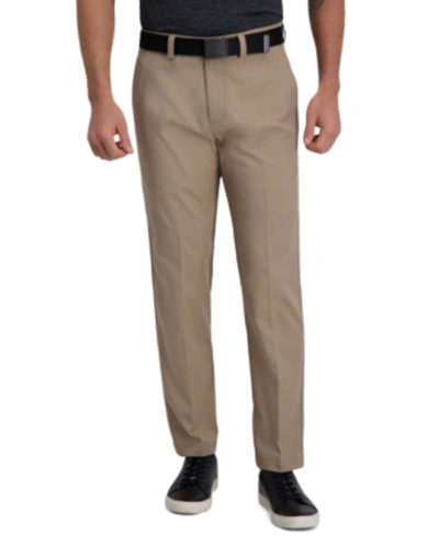 Haggar Cool Right Performance Flex Straight Fit Flat Front Pant In Khaki Heather