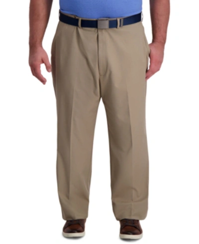 Haggar Big & Tall Cool Right Performance Flex Classic Fit Flat Front Pant In Beige Heather