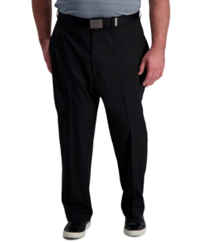 Haggar Big & Tall Cool Right Performance Flex Classic Fit Flat Front Pant In Black