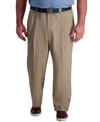 Haggar Big & Tall Cool Right Performance Flex Classic Fit Flat Front Pant In Beige Heather