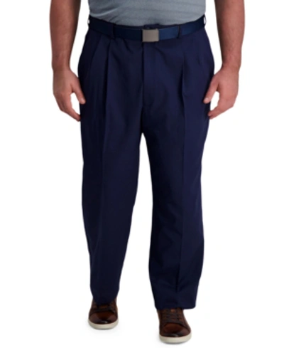 Haggar Big & Tall Cool Right Performance Flex Classic Fit Pleated Pant In Navy