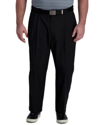 Haggar Big & Tall Cool Right Performance Flex Classic Fit Pleated Pant In Black