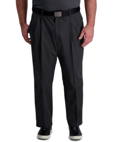 Haggar Big & Tall Cool Right Performance Flex Classic Fit Pleated Pant In Dark Grey Heather