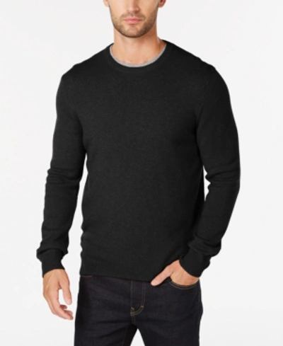 Club Room Cashmere Crew-neck Sweater, Created For Macy's In Deep Black