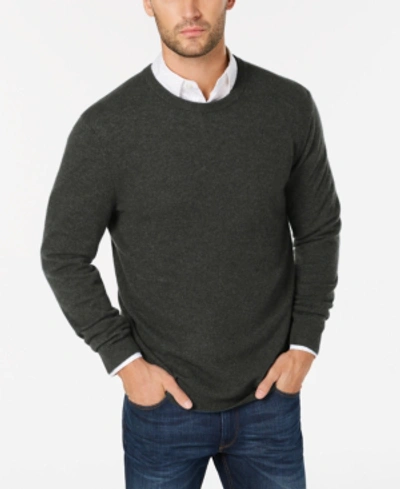 Club Room Cashmere Crew-neck Sweater, Created For Macy's In Dark Charcoal Heather