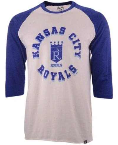 47 Brand Kansas City Royals Men's Coop Retrospect Raglan T-shirt In Stone/blue