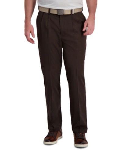 Haggar Cool Right Performance Flex Classic Fit Pleat Front Pant In Brown Heather