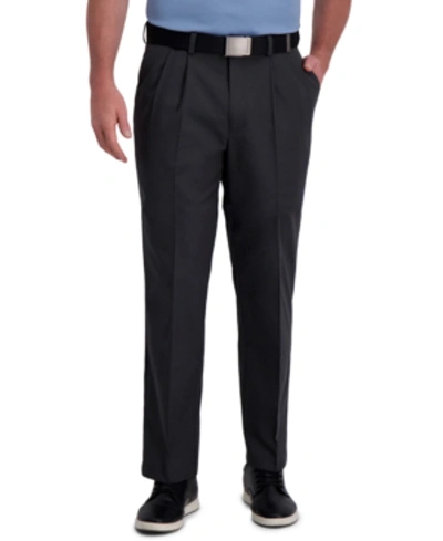 Haggar Cool Right Performance Flex Classic Fit Pleat Front Pant In Dark Grey Heather