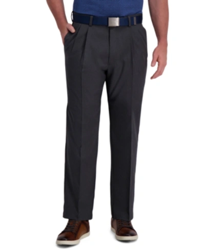 Haggar Cool Right Performance Flex Classic Fit Pleat Front Pant In Dark Grey