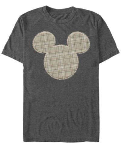 Fifth Sun Men's Plaid Patch Mickey Short Sleeve T-shirt In Dark Gray