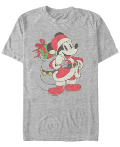 Fifth Sun Men's Just Santa Mickey Short Sleeve T-shirt In Heather Gray