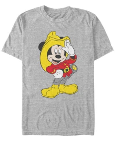 Fifth Sun Men's Mickey Firefighter Short Sleeve T-shirt In Heather Gray
