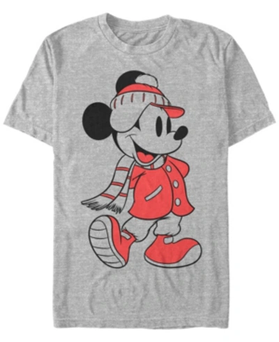 Fifth Sun Men's Mickey Winter Fill Short Sleeve T-shirt In Heather Gray