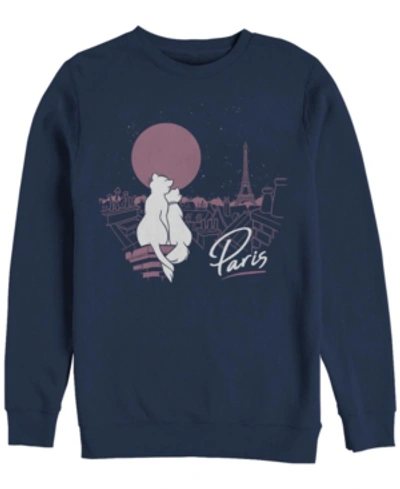 Fifth Sun Aristocats Together In Paris Men's Long Sleeve Crew Neck T-shirt In Navy