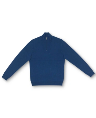 Alfani Men's Quarter-zip Ribbed Placket Sweater, Created For Macy's In Acapulco Blue