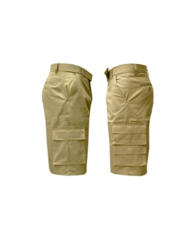 Galaxy By Harvic Men's 7-pocket Cargo Belt Shorts In Khaki