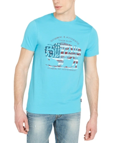 Buffalo David Bitton Men's Tabrail Logo T-shirt In Cyan Blue