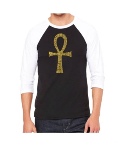 La Pop Art Ankh Men's Raglan Word Art T-shirt In Black