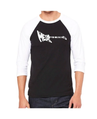 La Pop Art Metal Head Men's Raglan Word Art T-shirt In Black