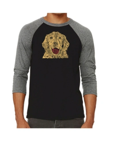 La Pop Art Dog Men's Raglan Word Art T-shirt In Gray