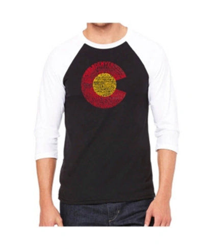 La Pop Art Colorado Men's Raglan Word Art T-shirt In Black