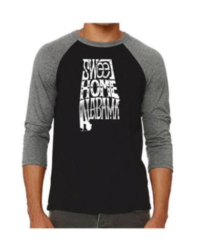 La Pop Art Sweet Home Alabama Men's Raglan Word Art T-shirt In Gray