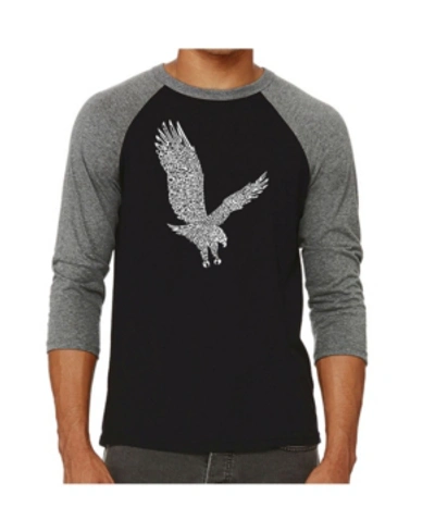 La Pop Art Eagle Men's Raglan Word Art T-shirt In Gray