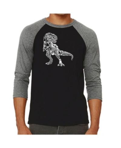 La Pop Art Dino Pics Men's Raglan Word Art T-shirt In Gray