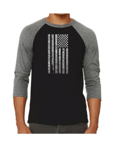 La Pop Art National Anthem Flag Men's Raglan Word Art T-shirt In Gray