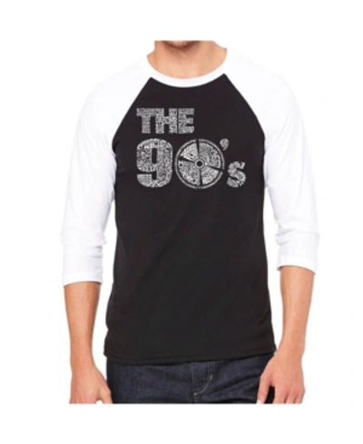 La Pop Art 90's Men's Raglan Word Art T-shirt In Black