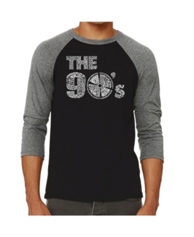 La Pop Art 90's Men's Raglan Word Art T-shirt In Gray