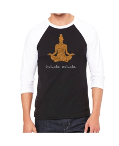 La Pop Art Inhale Exhale Men's Raglan Word Art T-shirt In Black