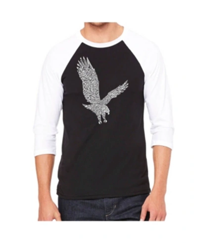 La Pop Art Eagle Men's Raglan Word Art T-shirt In Black