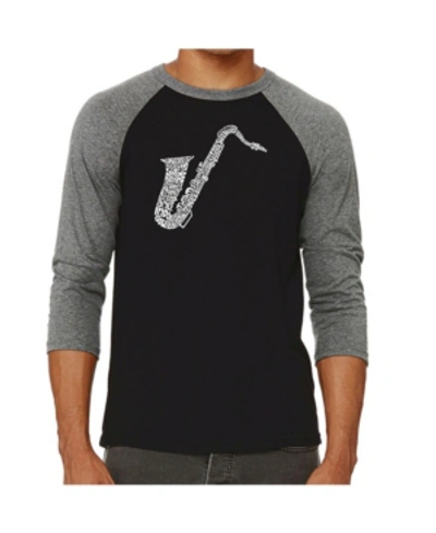 La Pop Art Sax Men's Raglan Word Art T-shirt In Gray
