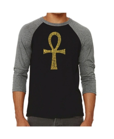 La Pop Art Ankh Men's Raglan Word Art T-shirt In Gray